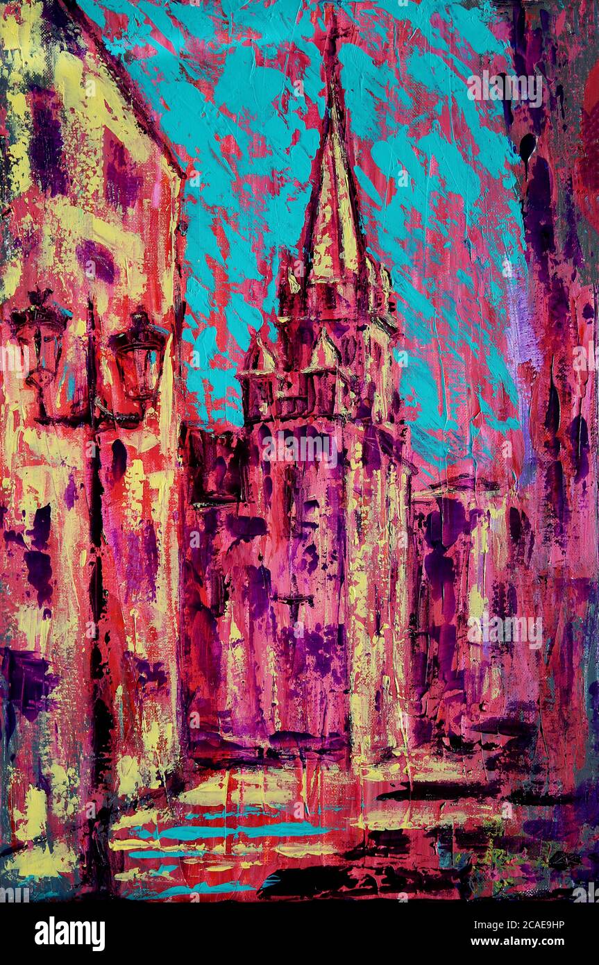 Pittura astratta della chiesa di San Juan de Sahagun a Salamanca in Spagna Foto Stock