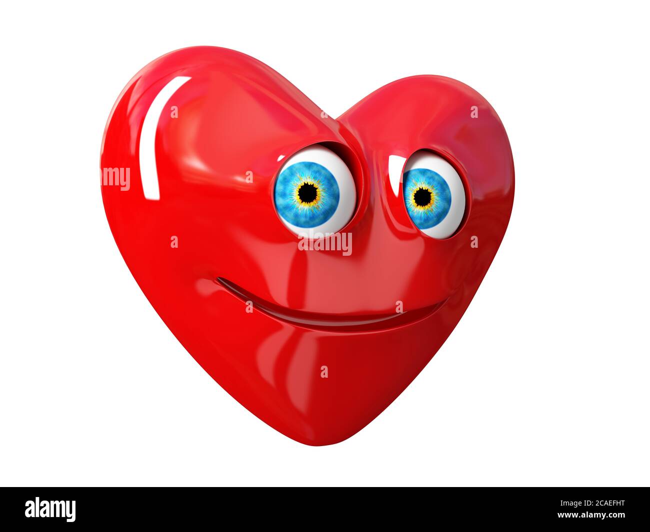 San Valentino`s cartoon rosso cuore sorridente e felice. Foto Stock