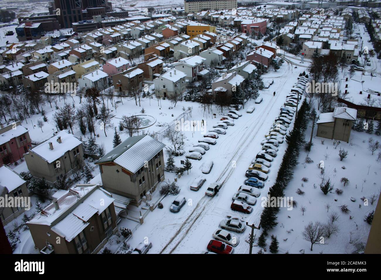 Neve, ghiaccio, nebbia e città / Ankara / Turchia Foto Stock