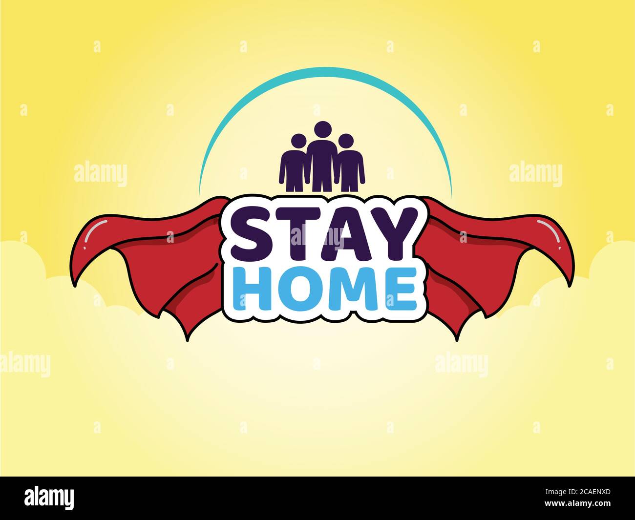 Consapevolezza di rimanere a casa per 30 giorni per fermare la diffusione di Coronavirus. Illustrazione Vettoriale