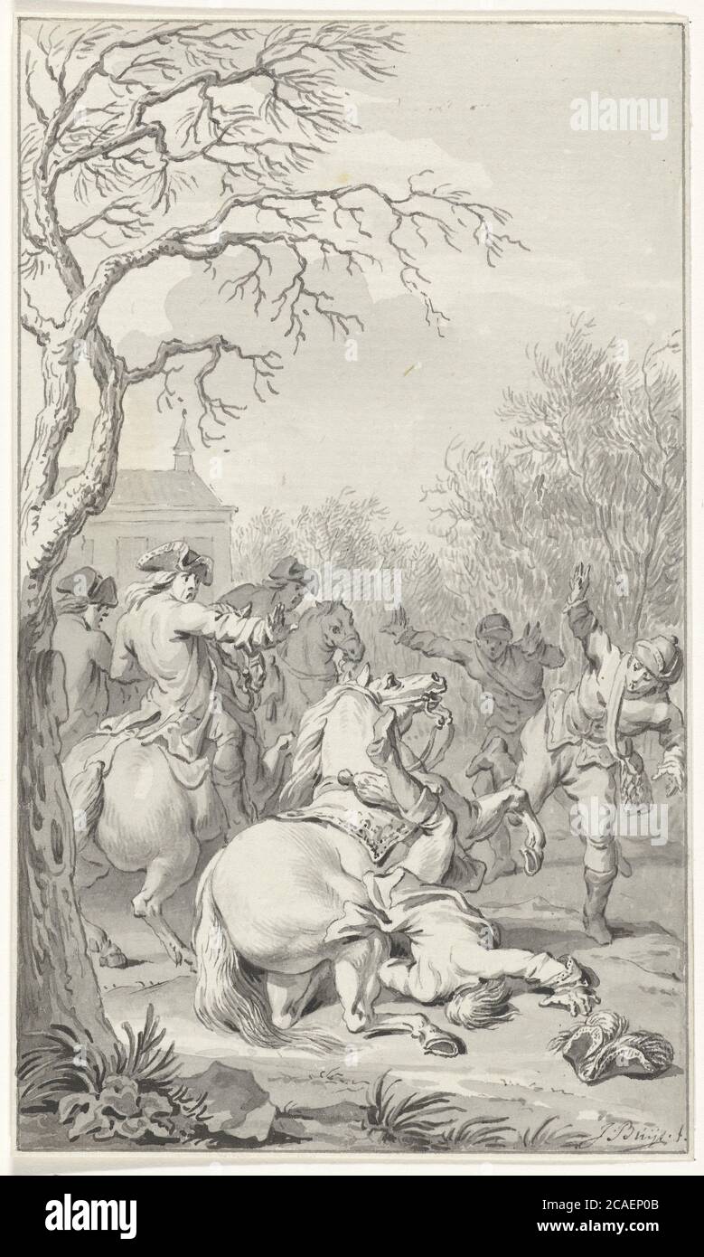 Caduta mortale di Guglielmo III del suo cavallo, 4 marzo 1702, Jacobus acquista, 1792 - 1794 Foto Stock