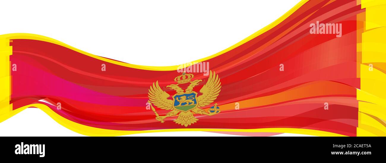 Bandiera del Montenegro, rossa con una bandiera di aquila d'oro del Montenegro Foto Stock