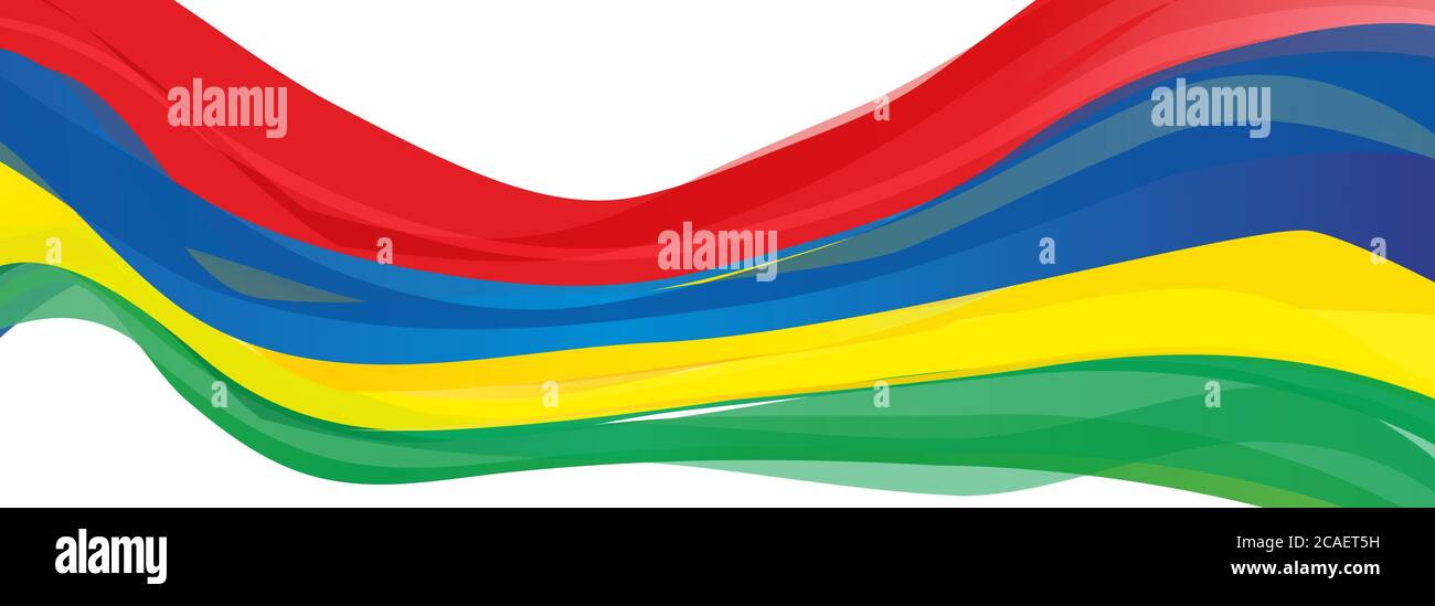 Bandiera di Maurizio, rosso blu giallo verde Bandiera della Repubblica di Mauritius Foto Stock