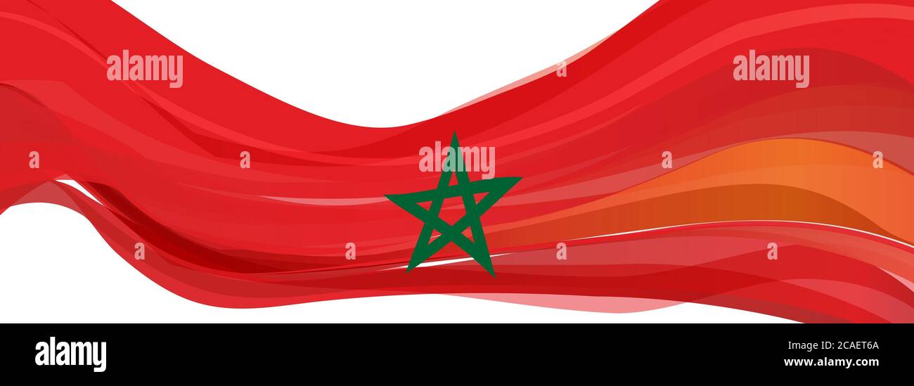 Bandiera del Marocco, rossa con una stella verde a cinque punte Bandiera del Regno del Marocco Foto Stock