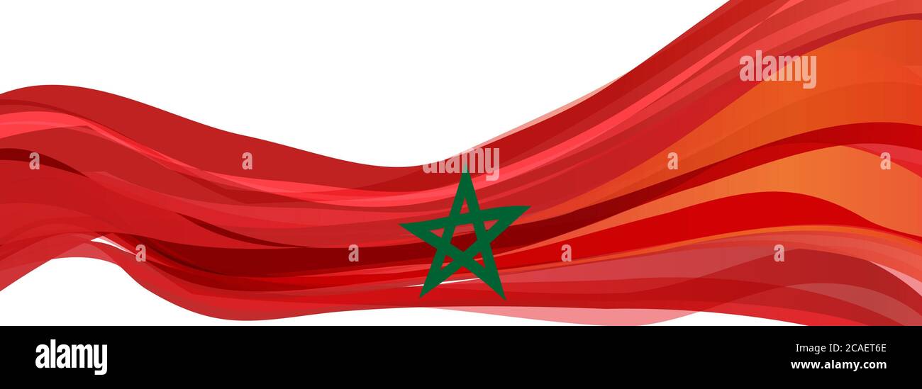 Bandiera del Marocco, rossa con una stella verde a cinque punte Bandiera del Regno del Marocco Foto Stock