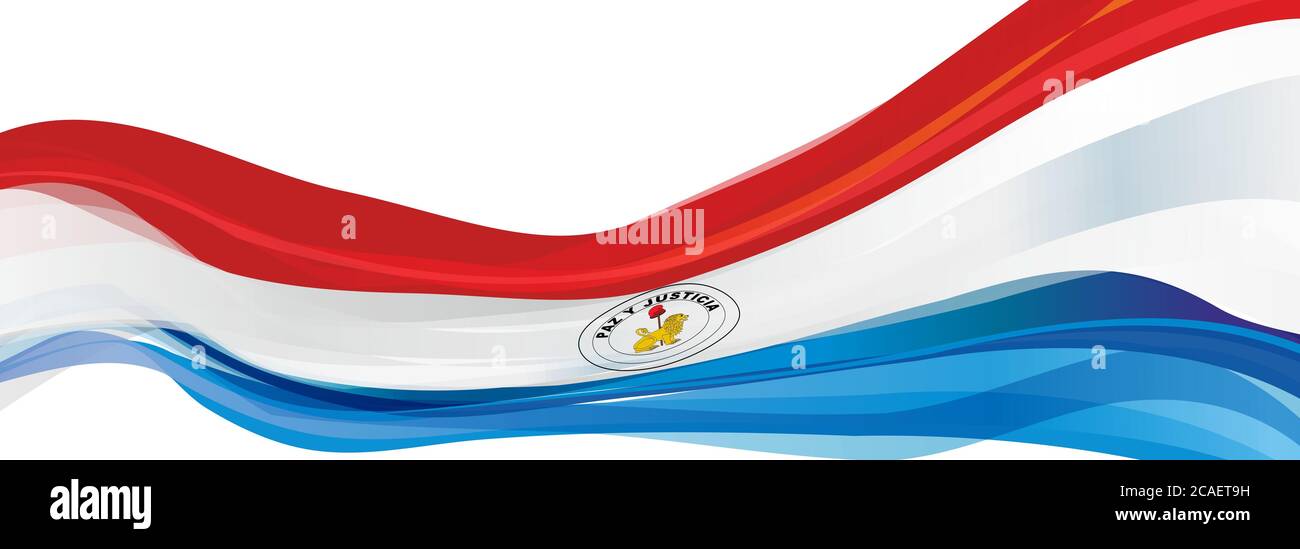 Bandiera del Paraguay, rosso bianco blu con l'emblema della bandiera della  Repubblica del Paraguay Foto stock - Alamy