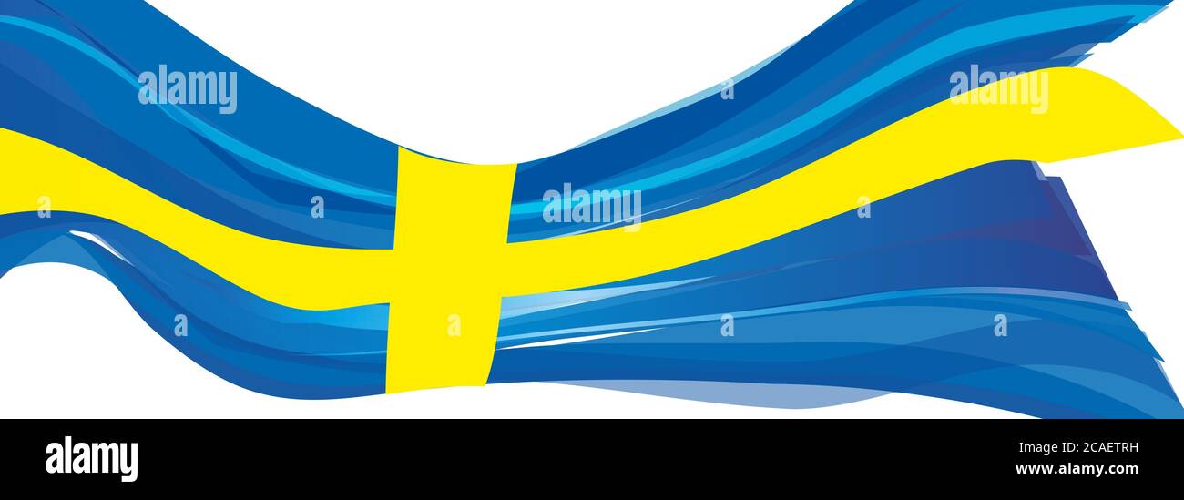 Bandiera blu con una croce scandinava gialla il Regno di Svezia Foto stock  - Alamy