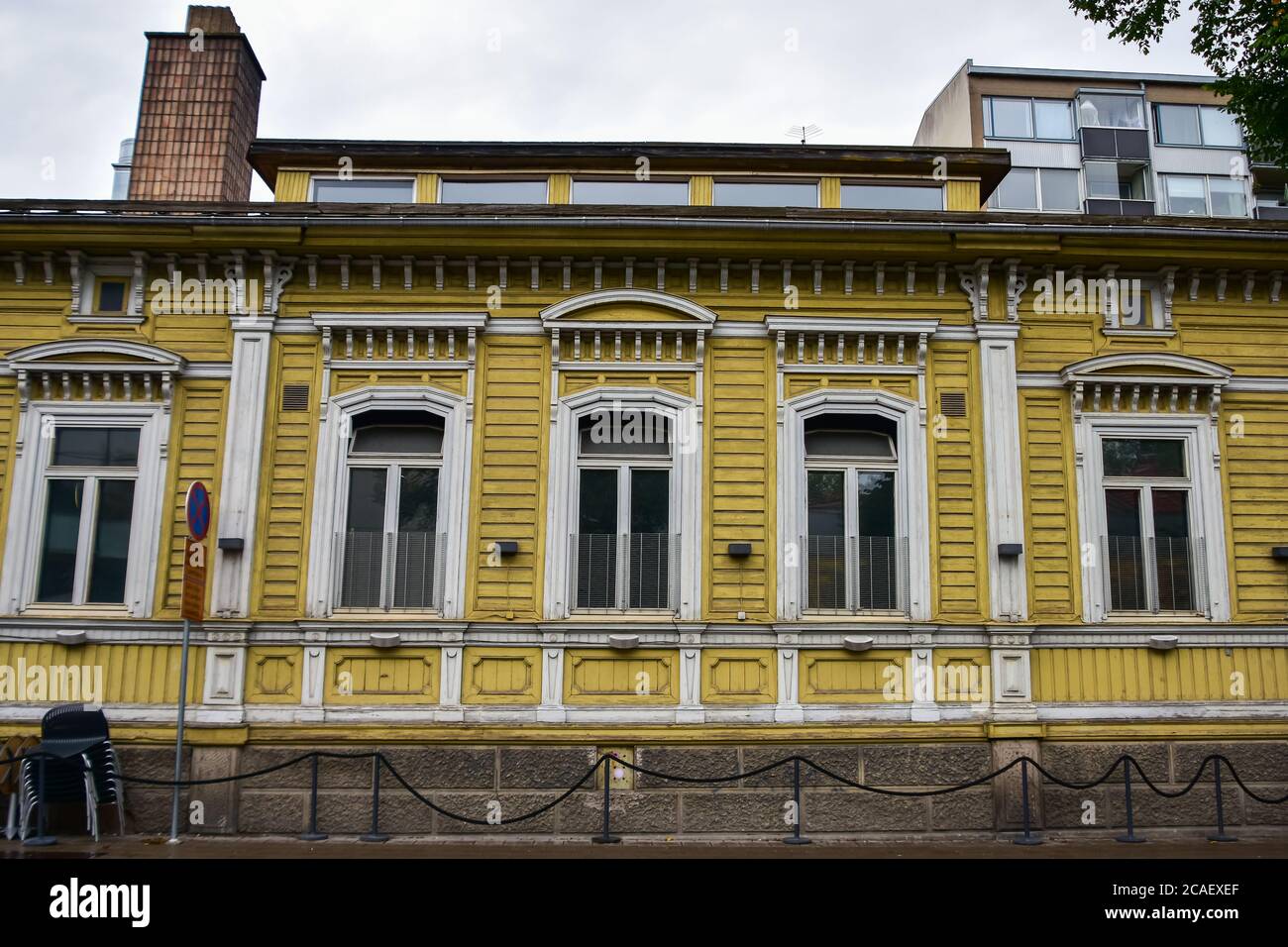 Tradizionale edificio in legno a Turku, Finlandia Foto Stock