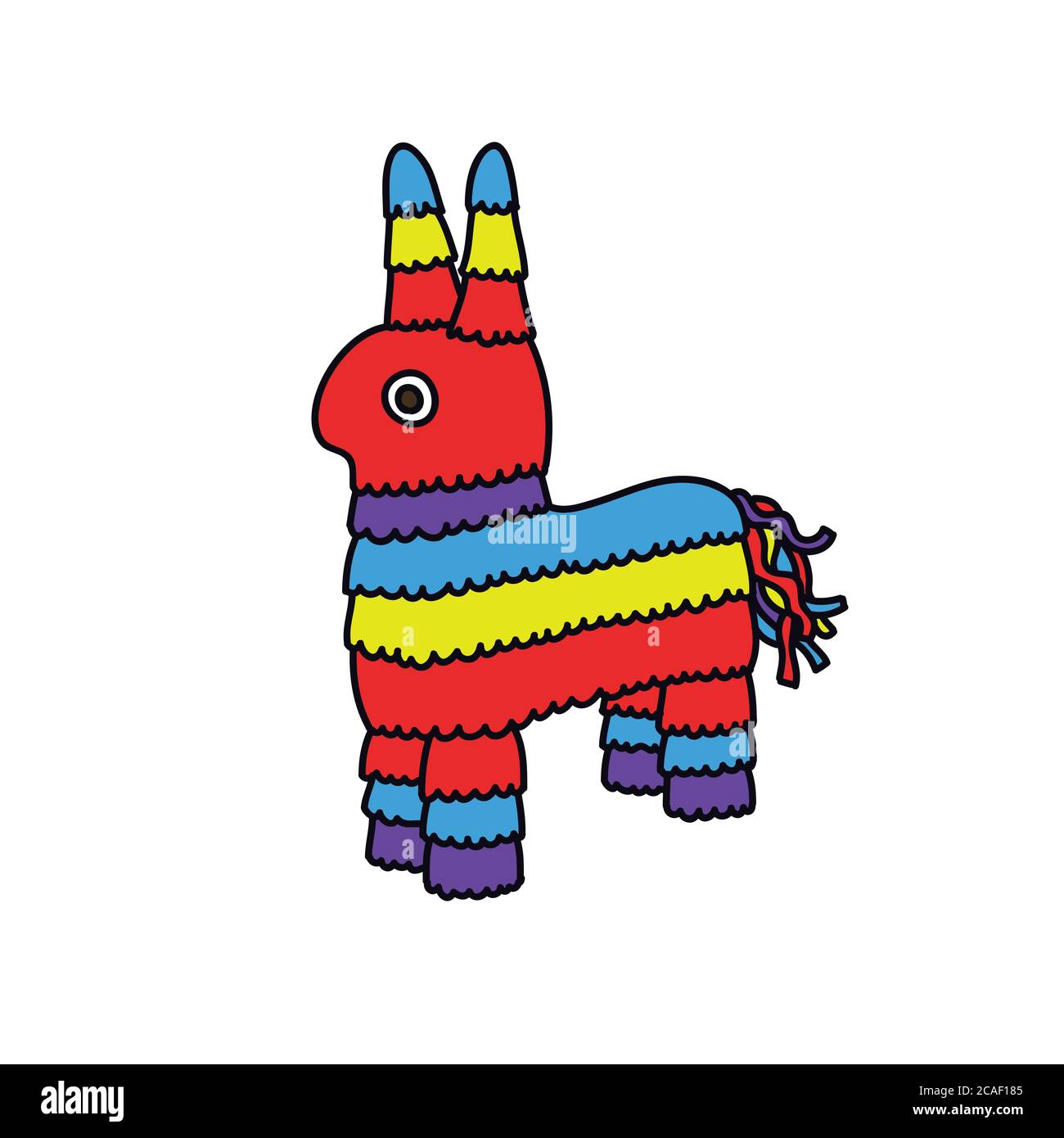 icona messicana asino pinata giocattolo doodle, illustrazione vettoriale Illustrazione Vettoriale