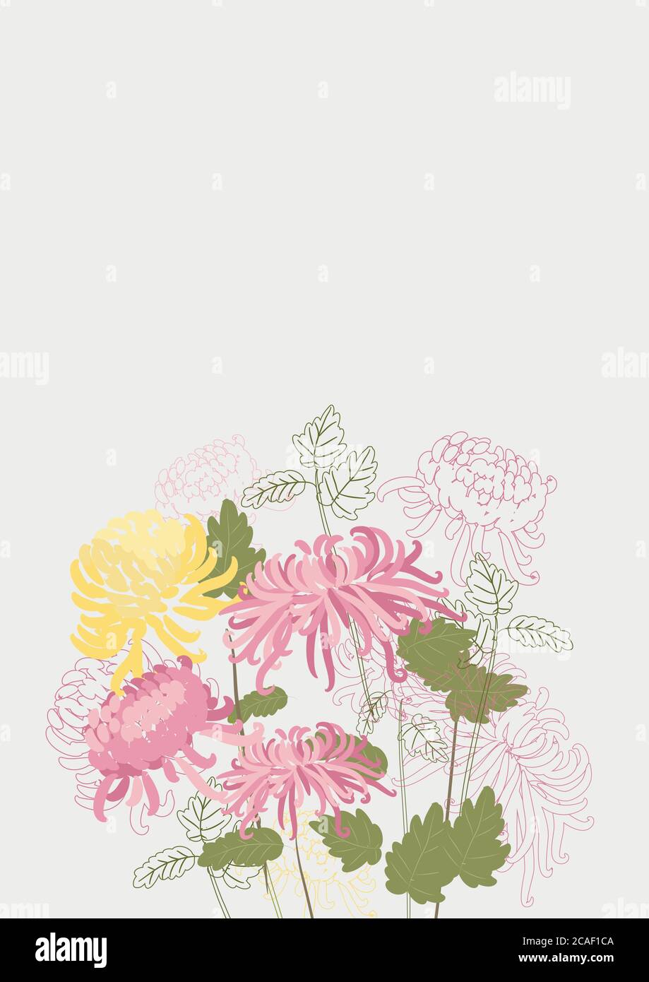 Modello floreale pulito con bouquet di fiori senza testo Illustrazione Vettoriale