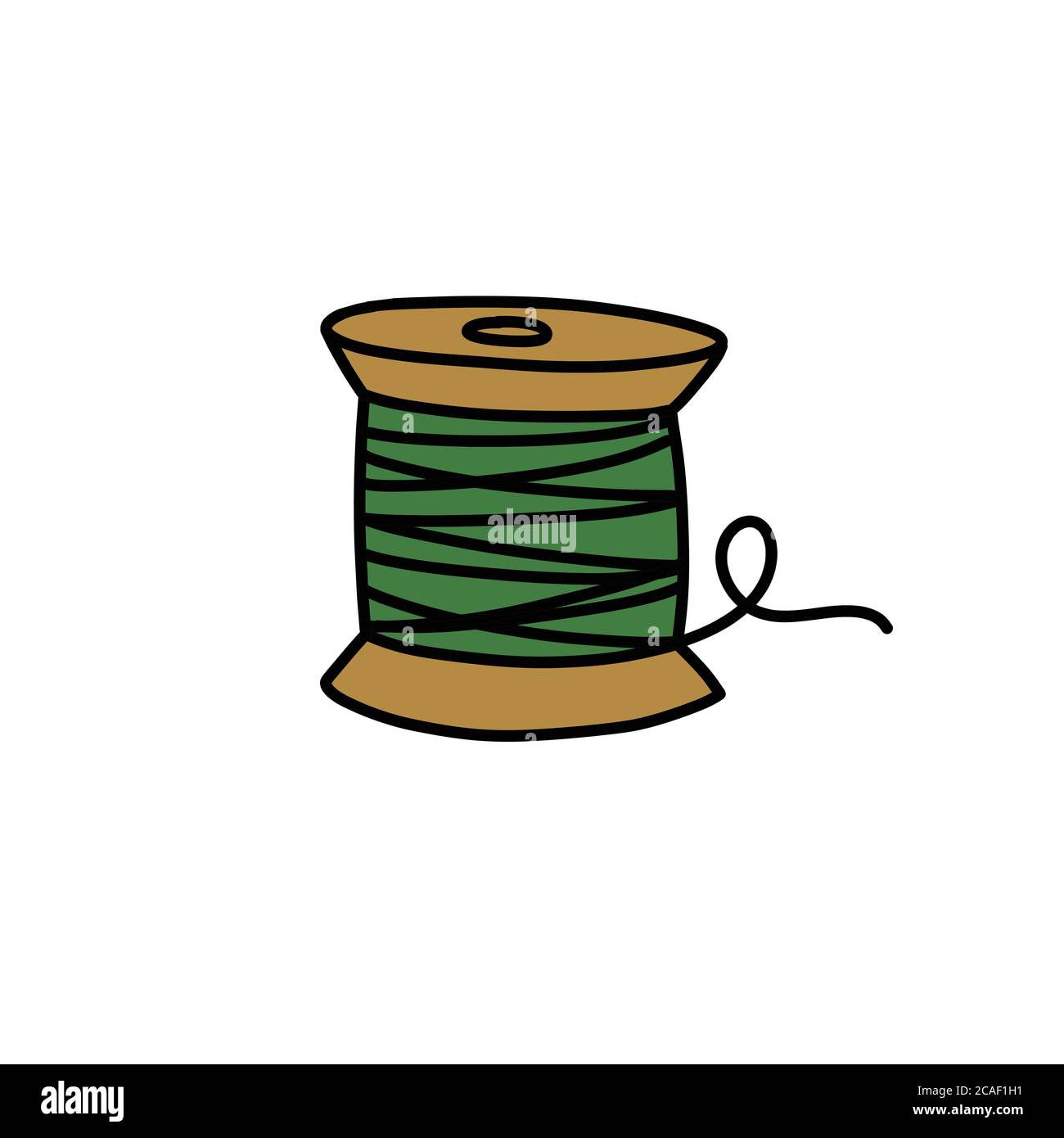 icona di doodle dei fili da cucire, illustrazione vettoriale Illustrazione Vettoriale