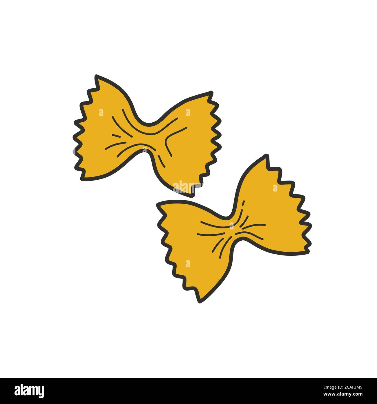 farfalle pasta doodle icona, illustrazione vettoriale Illustrazione Vettoriale