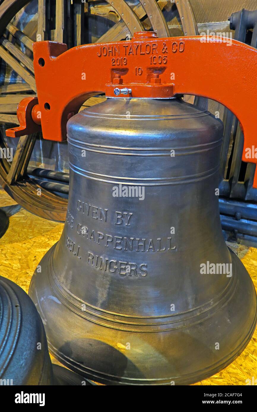 John Taylor Bell Makers, campana data da Grappenhall campanello, St wilfrids, Church Lane, Grappenhall, Warrington, Cheshire, Inghilterra, UK, WA4 - tenore Foto Stock