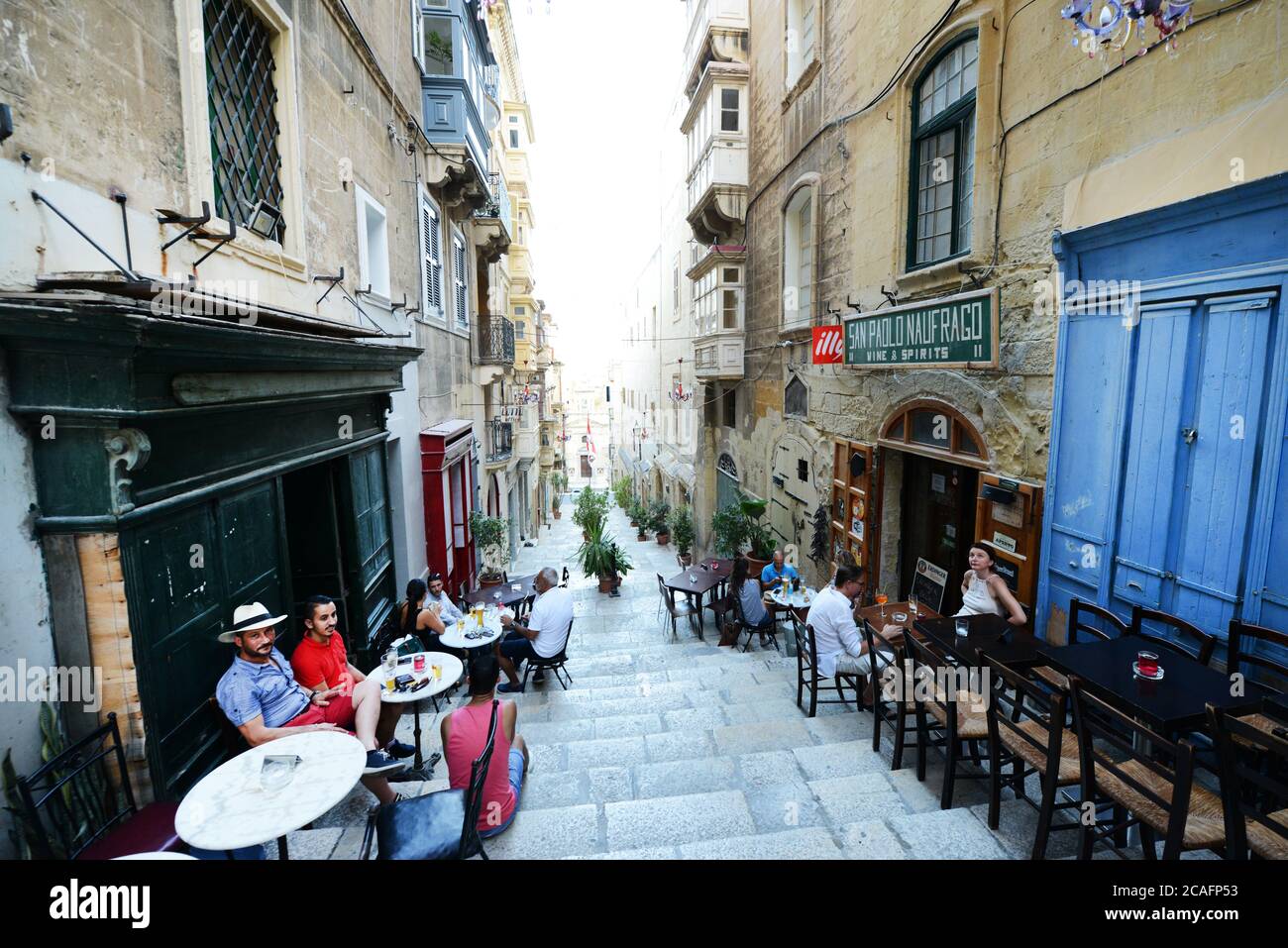Il bar San Paolo Naufrago in St. Lucia's Street a la Valletta, Malta. Foto Stock