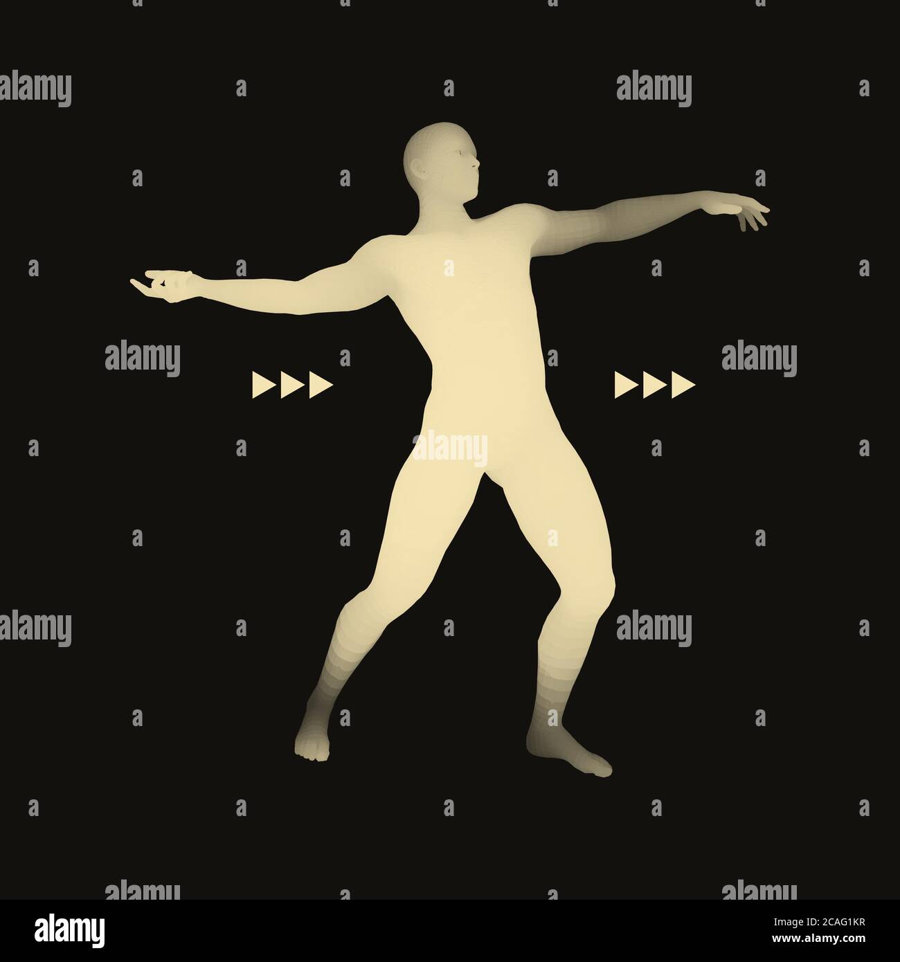 Modello 3D dell'uomo. Il corpo umano. Elemento di design. Illustrazione Vettoriale. Illustrazione Vettoriale