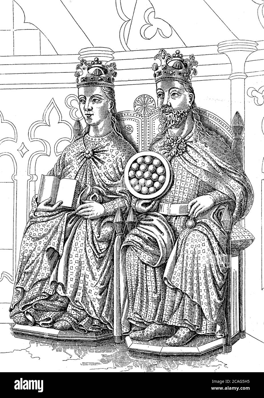 L'imperatore Ottone i e sua moglie Editha come statue nella cappella della  Cattedrale di Magdeburgo, Ottone i il Grande, 23 novembre 912 - era il 7  maggio 973, dalla famiglia di Liudolfinger