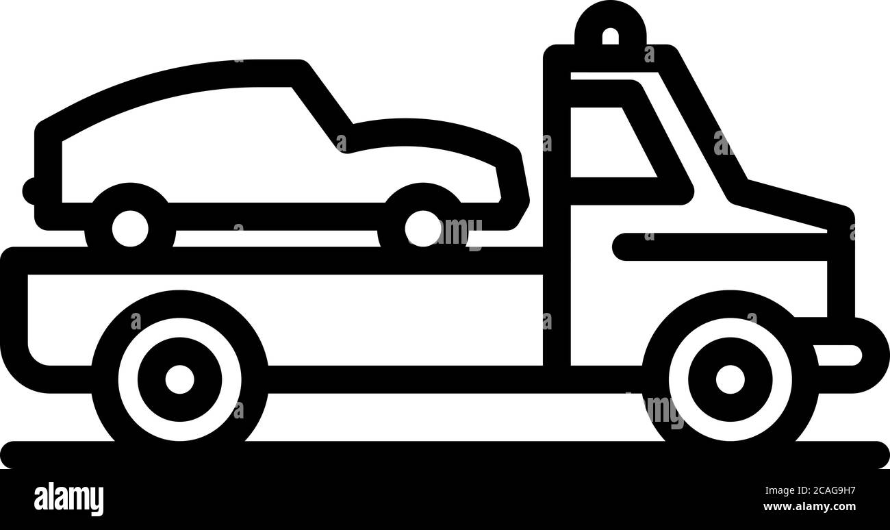 Icona del veicolo di traino, stile di contorno Illustrazione Vettoriale