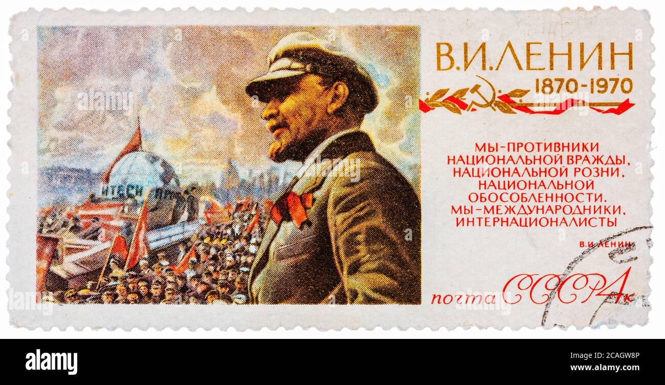 Francobollo stampato in Russia (Unione Sovietica) mostra V. I. Lenin, 1870-1970 Foto Stock