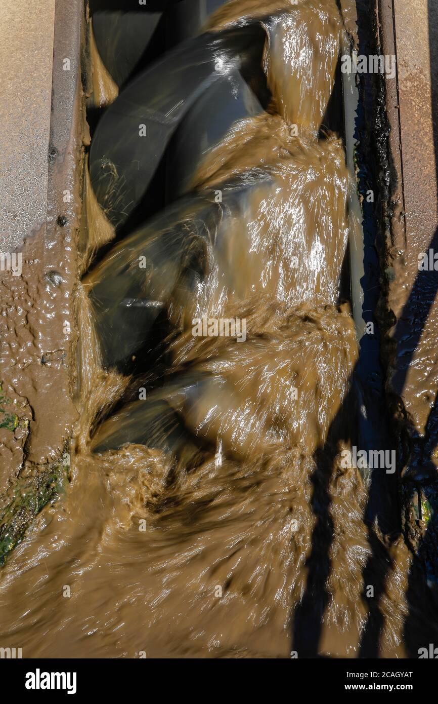 12.06.2020, Voerde, Renania Settentrionale-Vestfalia, Germania - trattamento delle acque reflue nell'impianto di trattamento delle acque reflue di Voerde. 00X200612D014CAROEX.JP Foto Stock