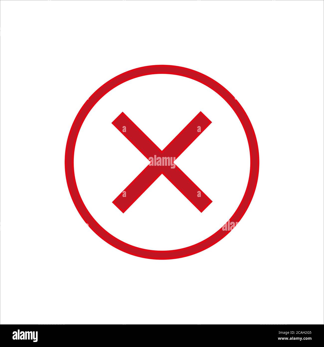 Immagine di un contrassegno rosso rotondo X isolato su a. sfondo bianco Foto Stock
