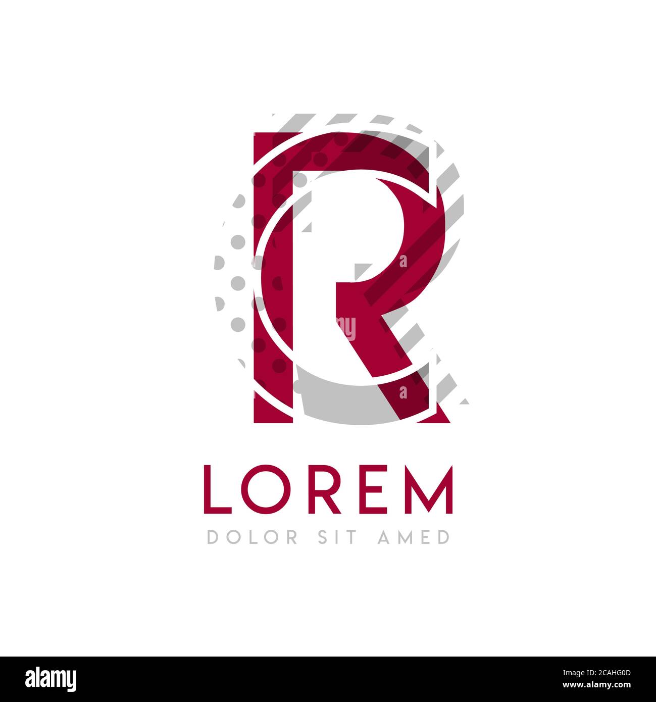 RC semplice logo design con colore grigio e marrone che può essere utilizzato per il business creativo e la pubblicità. Il logo CR è pieno di bolle e punti, CAN Illustrazione Vettoriale
