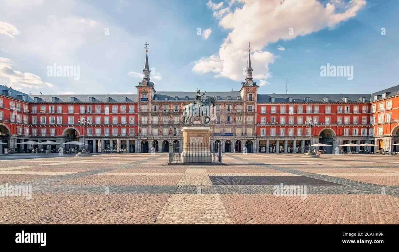 Plaza Mayor nella città di Madrid, Spagna Foto Stock