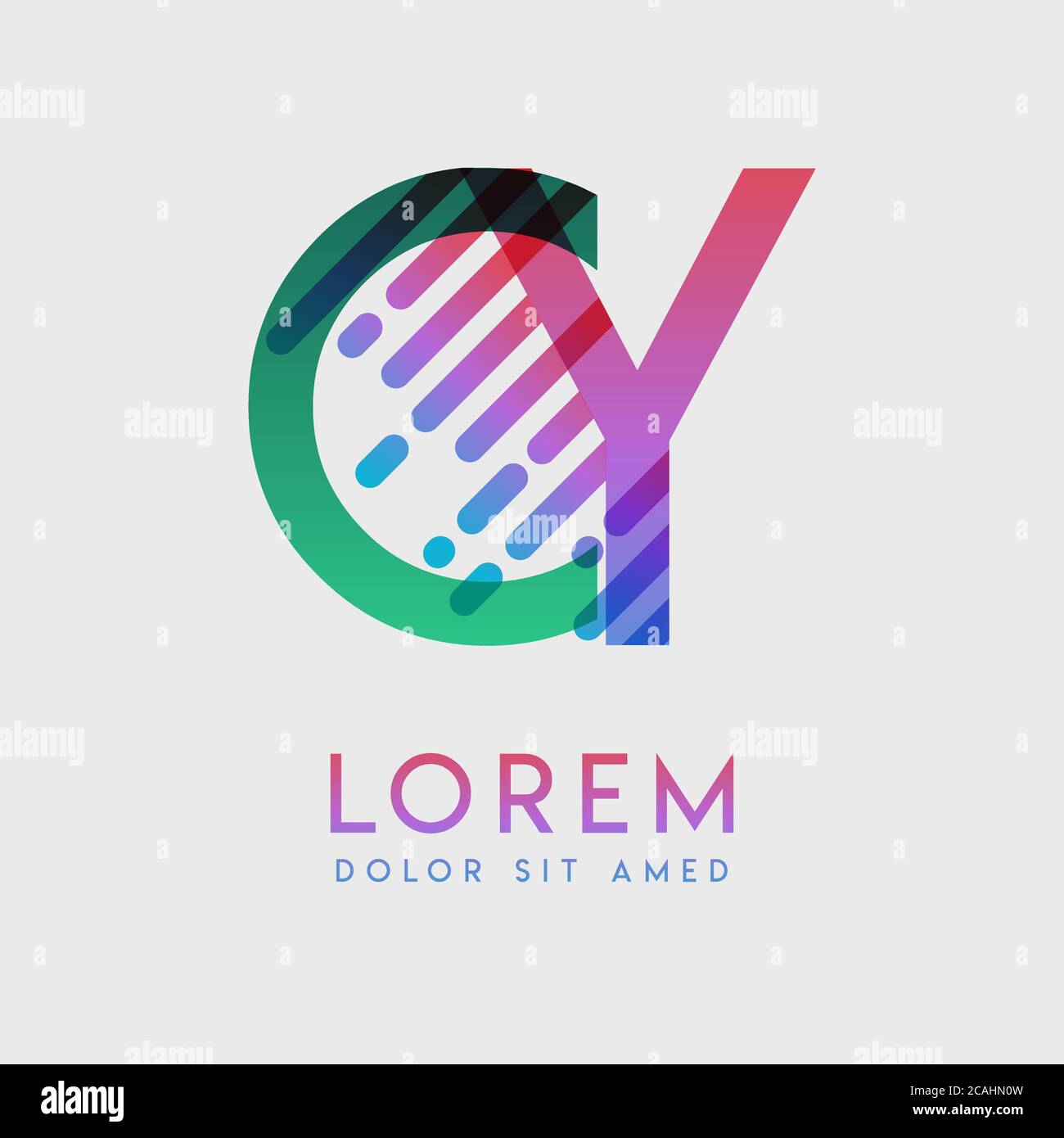 Logo CY con il tema della velocità e dello stile galassico adatto per i settori creativo e commerciale. YC Letter Logo design per tutti i supporti delle pagine Web an Illustrazione Vettoriale