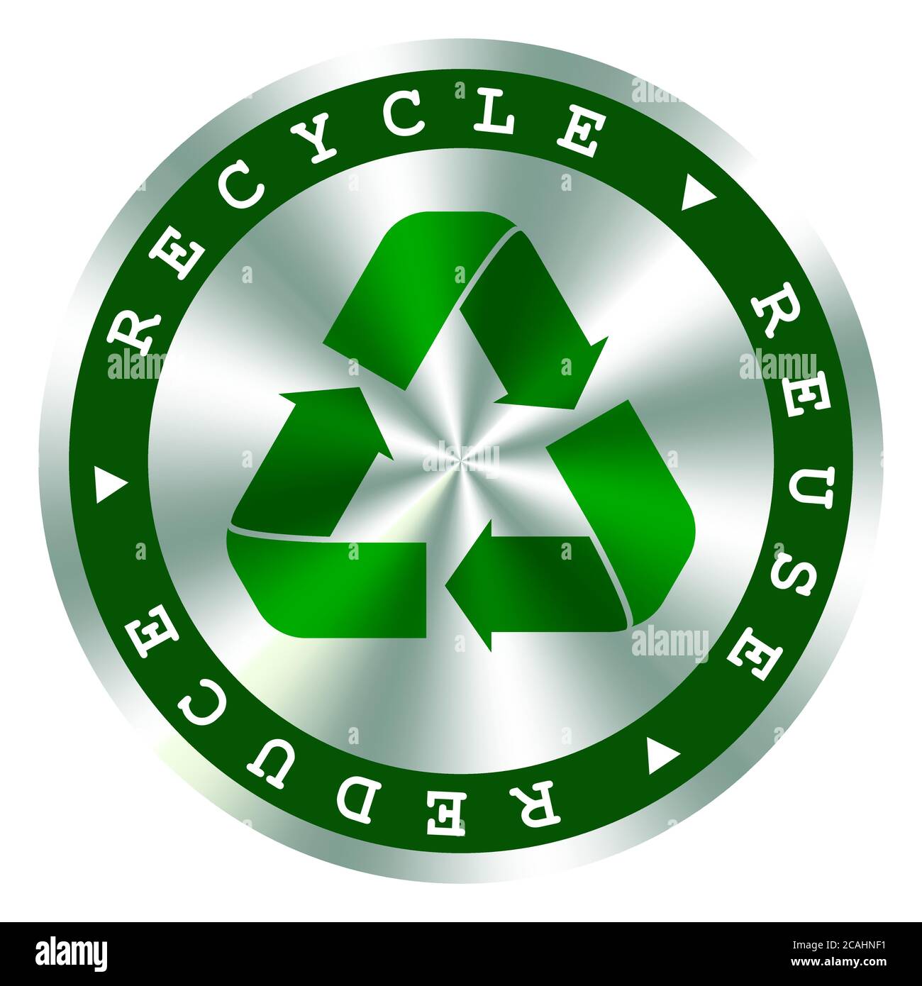 Riciclare, riutilizzare, ridurre l'icona di ologramma verde,simbolo delle frecce, . Salvare il pianeta, segno di riciclaggio di protezione ambientale Illustrazione Vettoriale