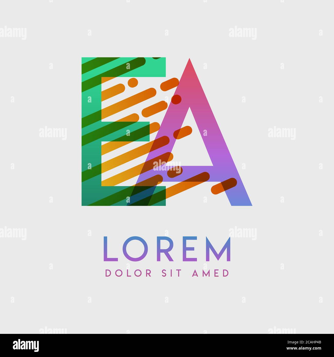 Logo EA con il tema della velocità e dello stile galassico adatto per i settori creativo e commerciale. AE Letter Logo design per tutti i supporti delle pagine Web AN Illustrazione Vettoriale