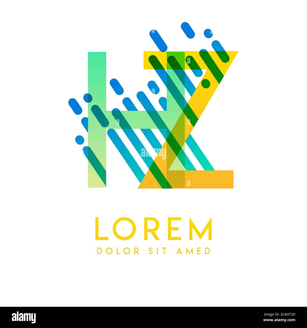 LOGO HZ con il tema della velocità e dello stile galassico adatto per i settori creativo e commerciale. ZH Letter Logo design per tutti i supporti delle pagine Web an Illustrazione Vettoriale