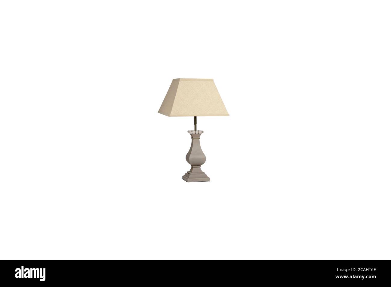 lampada da tavolo color crema e paralume con supporto su bianco massa posteriore Foto Stock