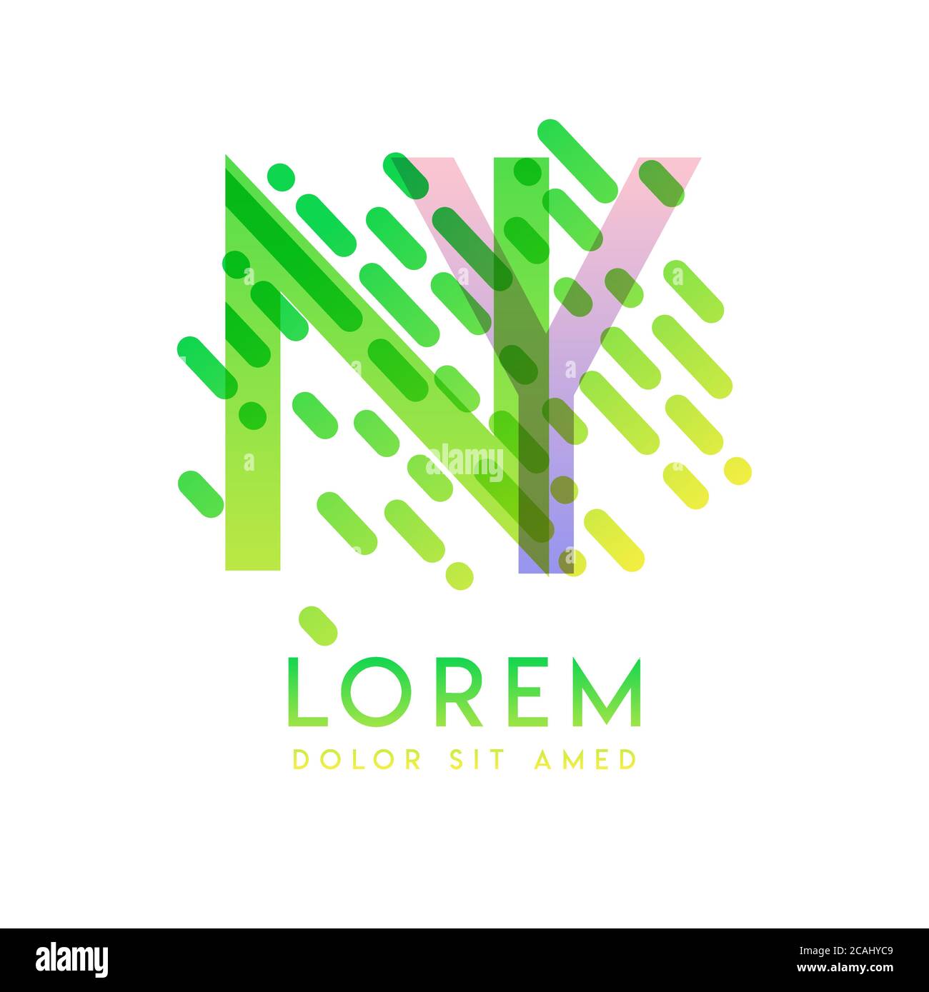 Il logo NY con il tema della velocità e dello stile galassia che è adatto per le industrie creative e di affari. YN Letter Logo design per tutti i supporti delle pagine Web an Illustrazione Vettoriale