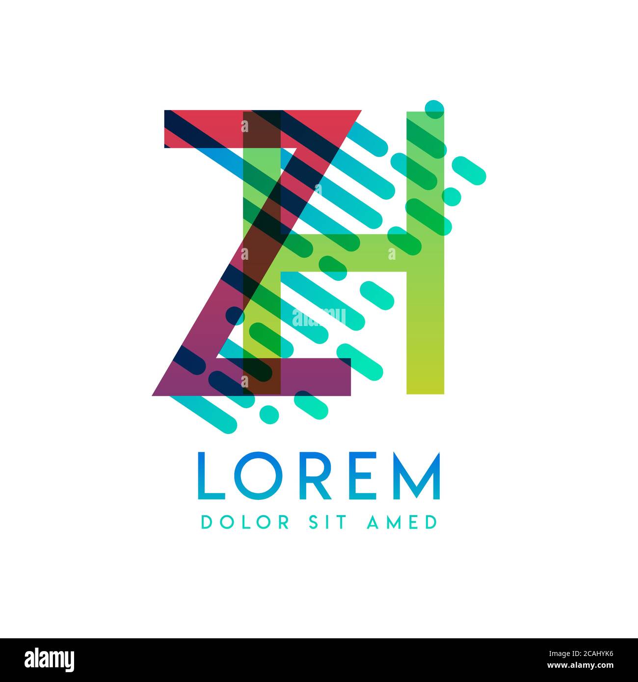 Logo ZH con il tema della velocità e dello stile galassico adatto per i settori creativo e commerciale. HZ Letter Logo design per tutti i supporti delle pagine Web AN Illustrazione Vettoriale