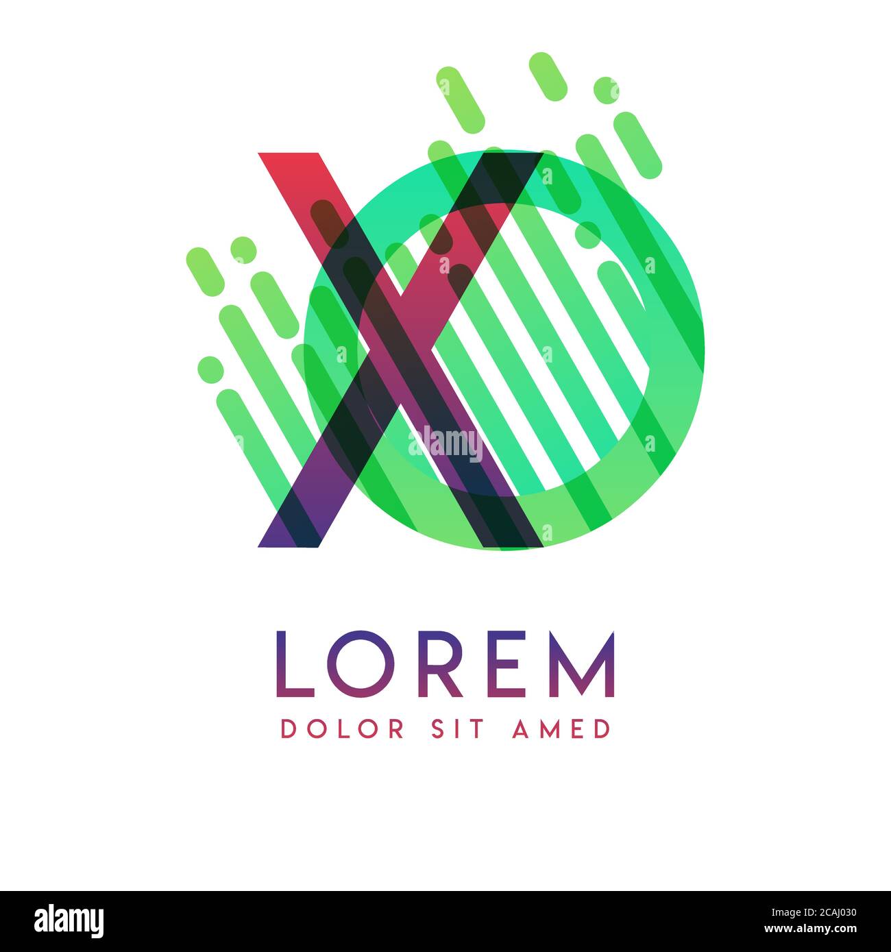 Logo XO con il tema della velocità e dello stile galassico adatto per i settori creativo e commerciale. BOX Letter Logo design per tutti i media di pagine web an Illustrazione Vettoriale