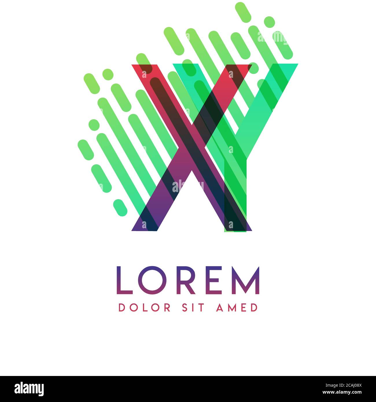 Logo XY con il tema della velocità e dello stile galassico adatto per i settori creativo e commerciale. YX Letter Logo design per tutti i supporti delle pagine Web an Illustrazione Vettoriale
