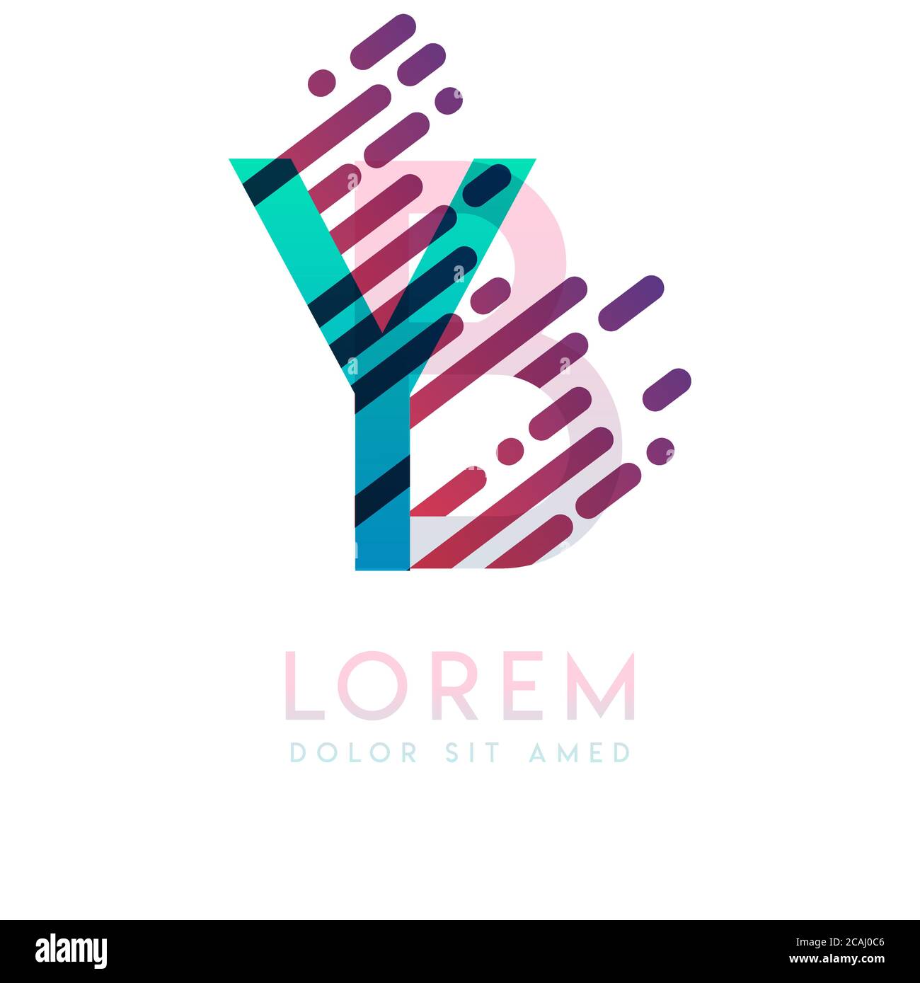 LOGO YB con il tema della velocità e dello stile galassia che è adatto per le industrie creative e commerciali. DA Letter Logo design per tutti i supporti di pagina web an Illustrazione Vettoriale