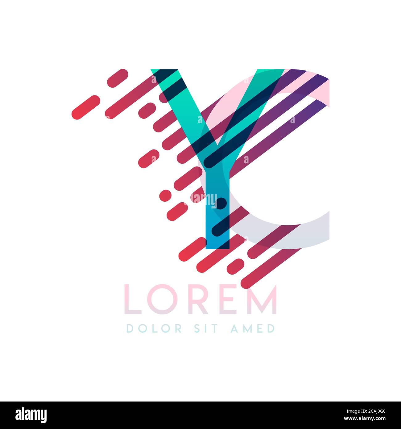 Logo YC con il tema della velocità e dello stile galassico adatto per le industrie creative e commerciali. CY Letter Logo design per tutti i supporti delle pagine Web AN Illustrazione Vettoriale