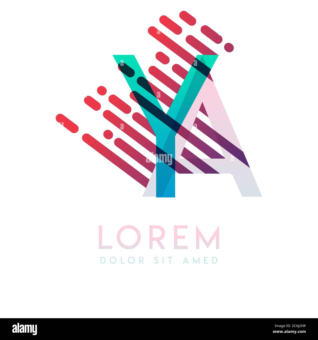 LOGO YA con il tema della velocità e dello stile galassia che è adatto per le industrie creative e commerciali. AY Letter Logo design per tutti i media delle pagine web an Illustrazione Vettoriale