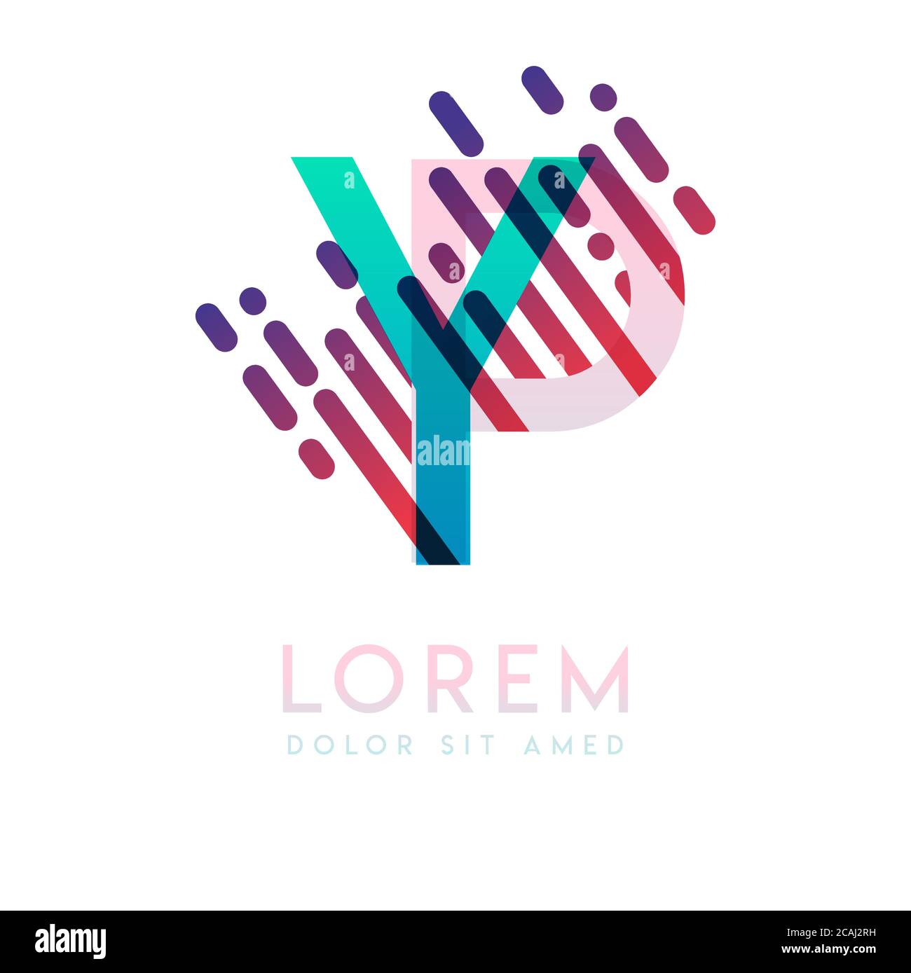 LOGO YP con il tema della velocità e dello stile galassico adatto per le industrie creative e commerciali. PY Letter Logo design per tutti i supporti delle pagine Web AN Illustrazione Vettoriale