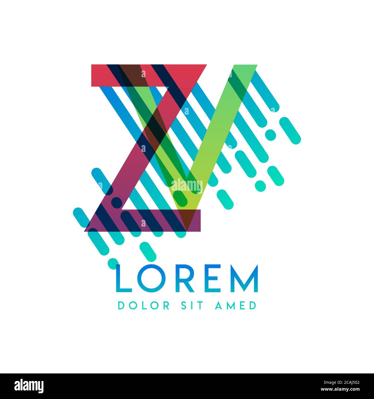 Logo ZV con il tema della velocità e dello stile galassico, adatto per le industrie creative e commerciali. VZ Letter Logo design per tutti i supporti delle pagine Web an Illustrazione Vettoriale