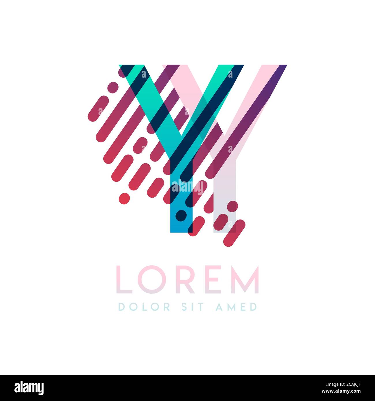 Logo YY con il tema della velocità e dello stile galassico che è adatto per le industrie creative e commerciali. YY Letter Logo design per tutti i supporti delle pagine Web an Illustrazione Vettoriale