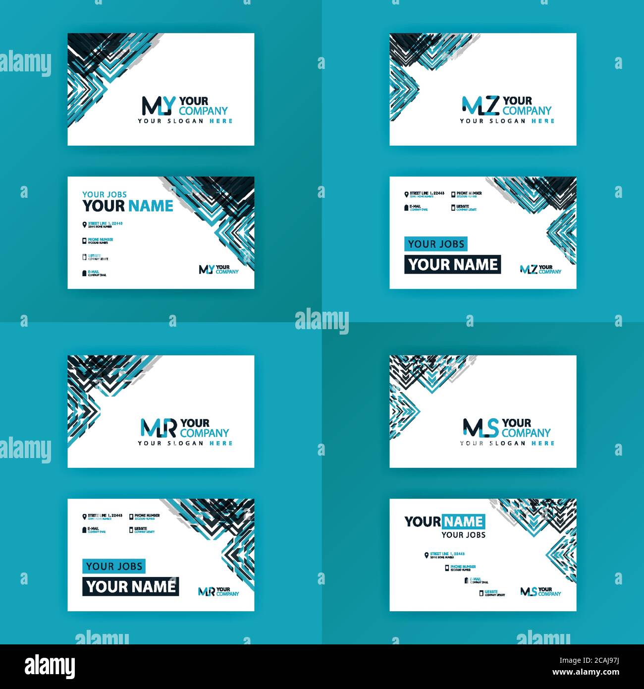 Biglietto da visita colorato alfabeto logo per la promozione, il marketing e la pubblicità per aziende, società, cooperative e PMI. Adatto per stampa me Illustrazione Vettoriale