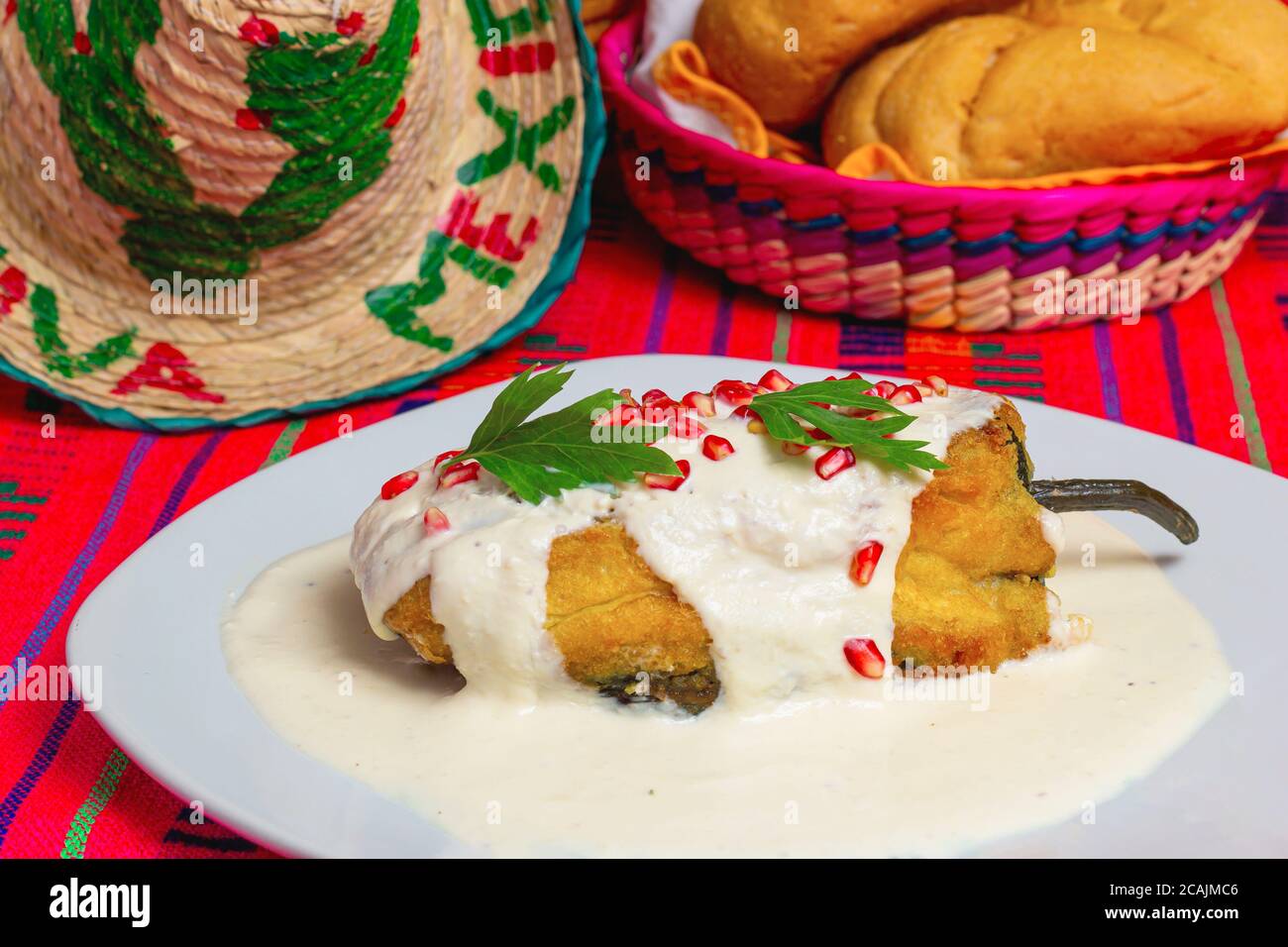 Cucina messicana Cile en nogada Foto Stock