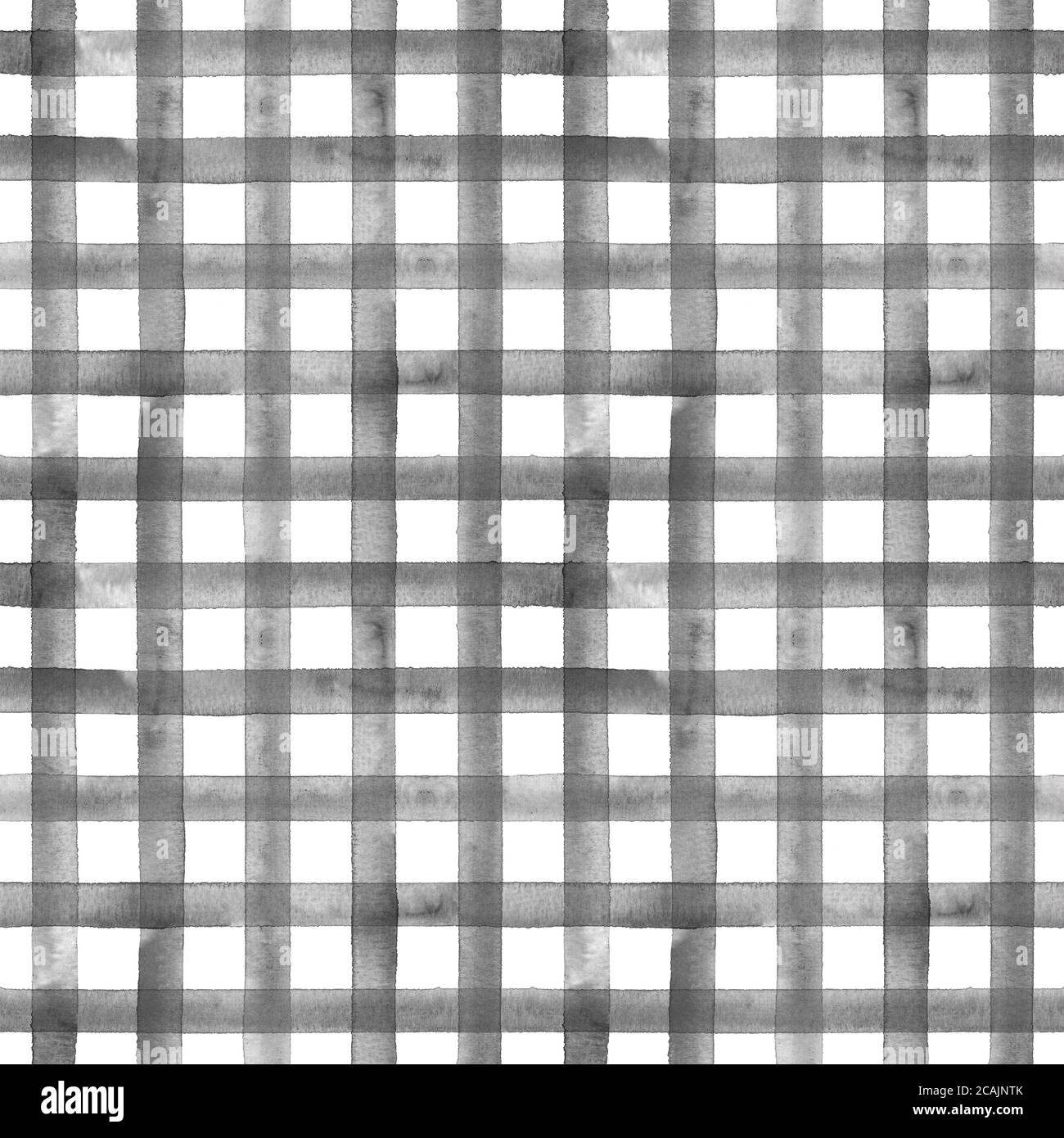 Motivo senza cuciture a stripe watercolor. Strisce grigie nere su sfondo bianco. Acquerello disegno a mano a strisce texture. Stampa per il disegno del panno, il testo Foto Stock