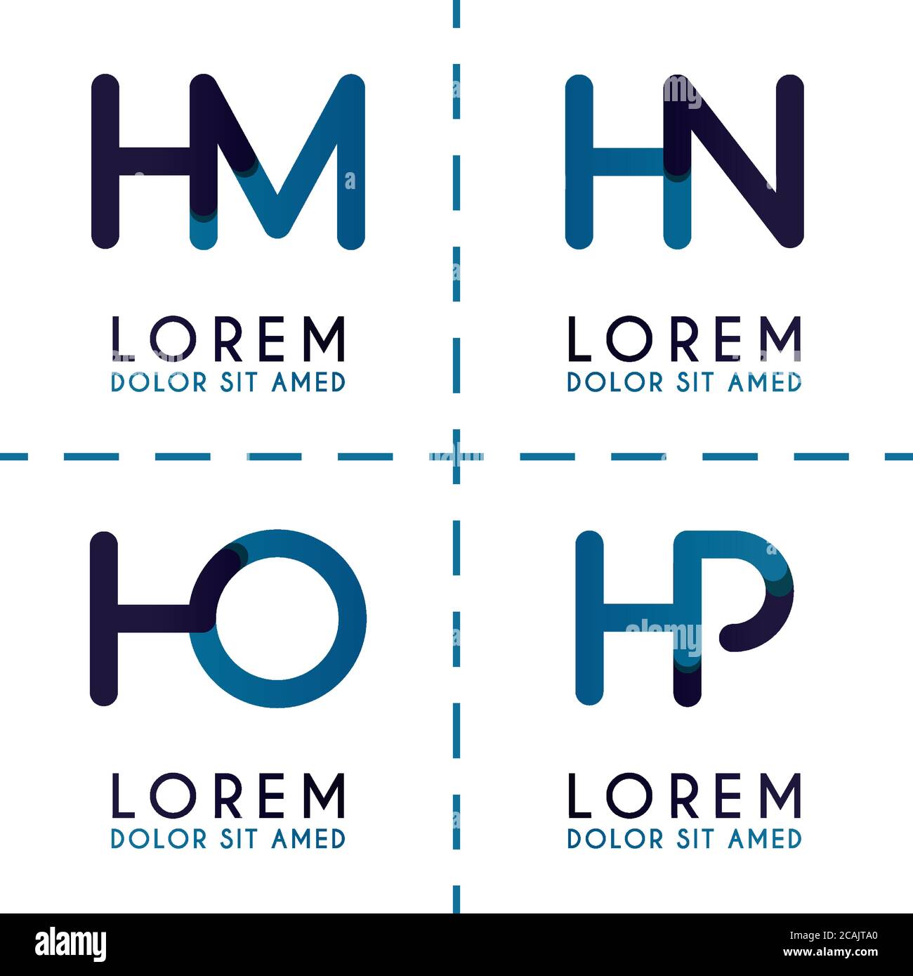 Logo HM per aziende e aziende. Logo modello HN per poster. L'illustrazione del logo HO può essere per siti Web e applicazioni. Lettera logo HP per i social media Illustrazione Vettoriale