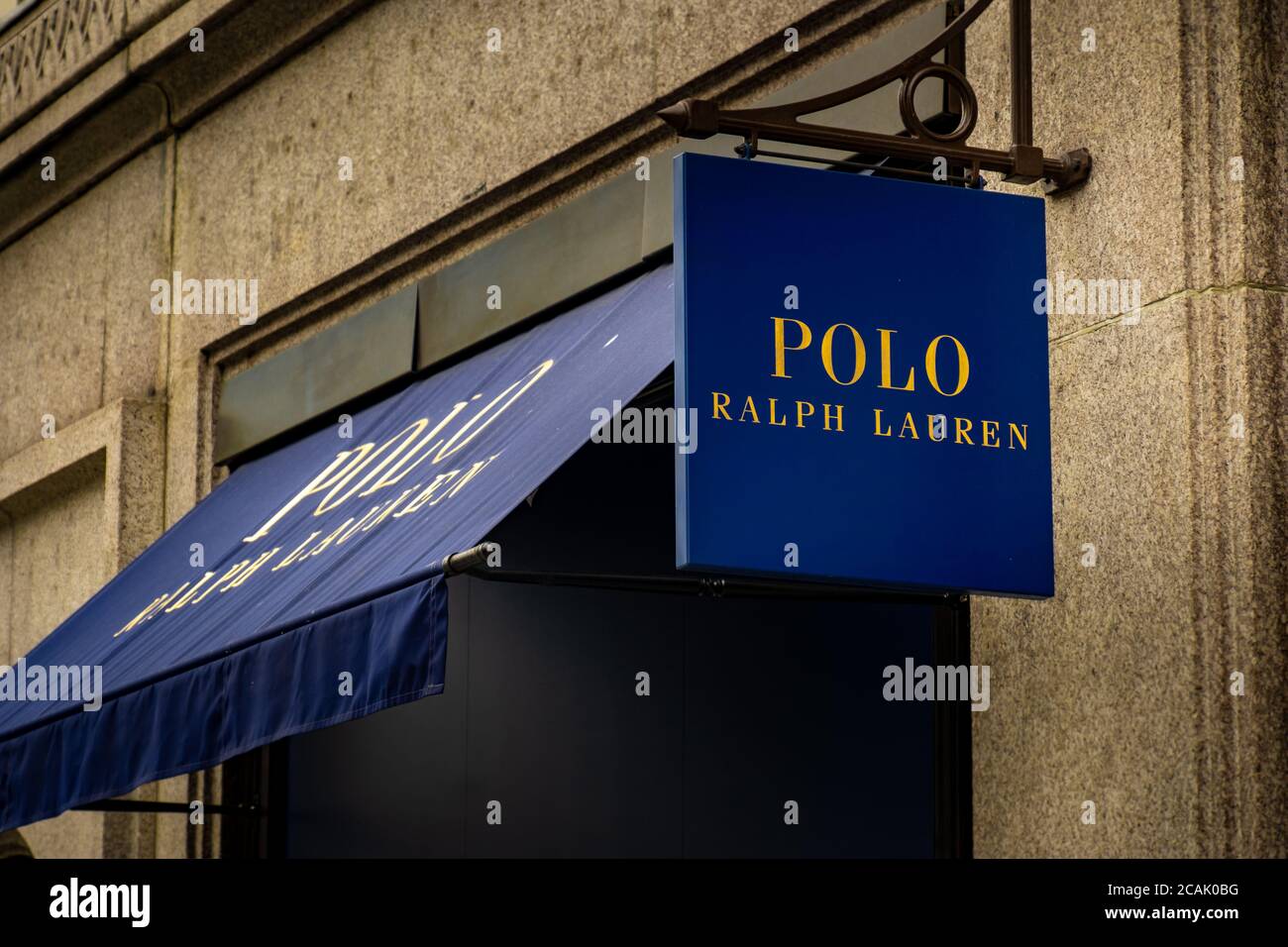 Segnaletica per il negozio Polo Ralph Lauren di Londra nel West di Londra Fine Foto Stock