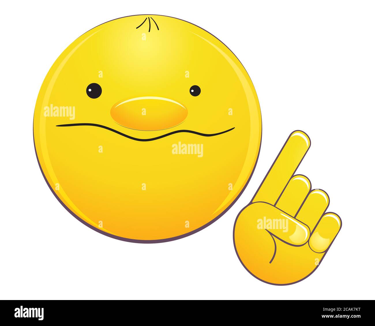 Emoji felice che punta con il dito. Emoticon punta con il dito. Gesto indicativo. Simpatico emoticon sorridente. Illustrazione vettoriale. Illustrazione Vettoriale