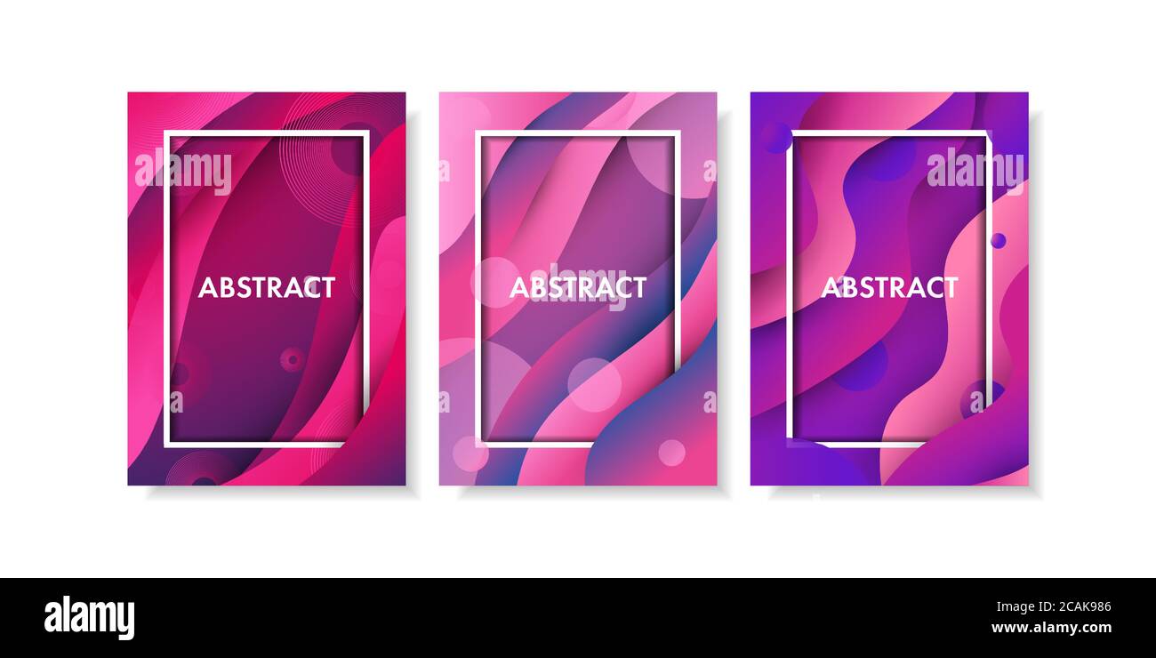 Set di sfondo a forma di fluido gradiente colorato astratto per modello di presentazione, banner Web, volantino, poster, brochure. Illustrazione Vettoriale