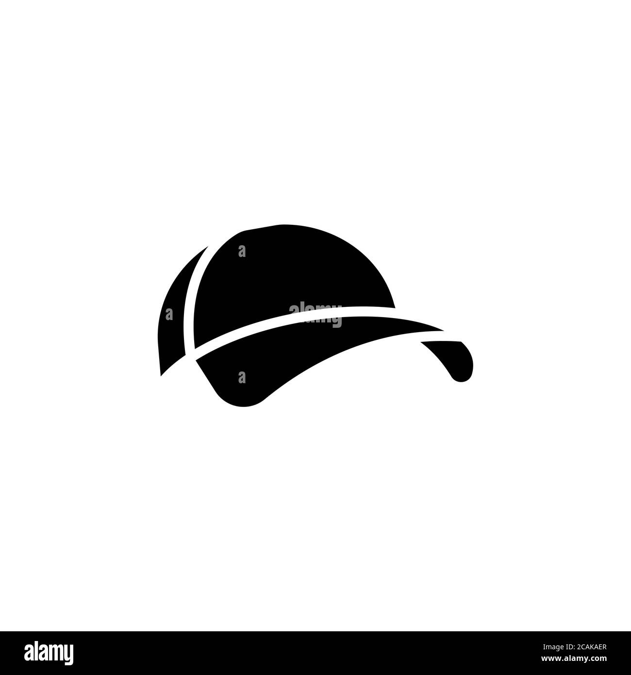 icona vettore cappellino da baseball. Segno del tappo. Cappello, cappello da baseball, logo semplice nero su bianco. Illustrazione Vettoriale