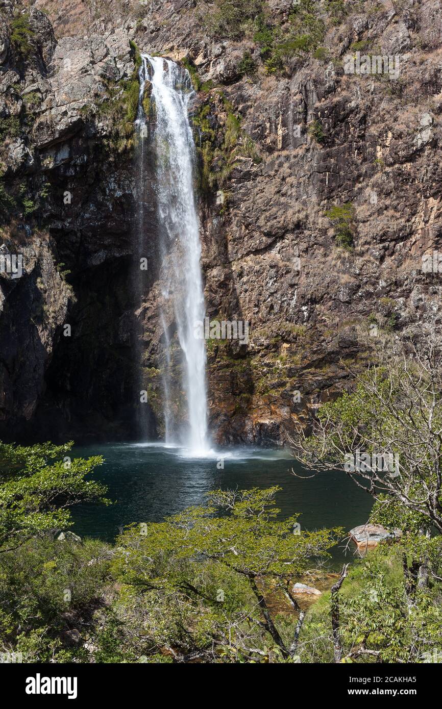 Cascata di Fundao - Parco Nazionale della Serra da Canastra - Minas Gerais - Brasile Foto Stock